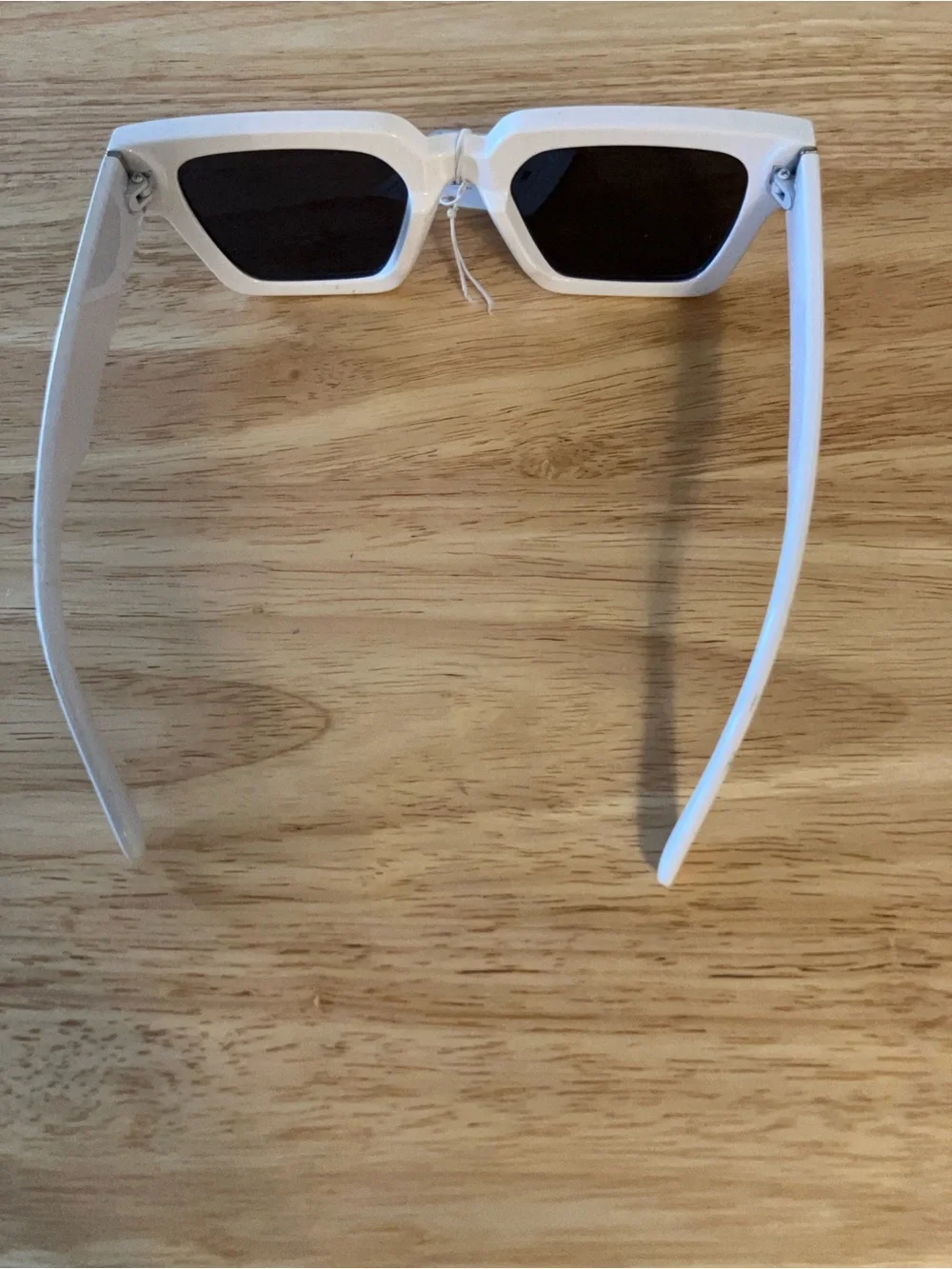White Square Frame Women's Sunglasses - Polarized Black Lenses